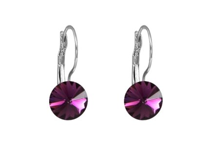 Náušnice Swarovski elements Rivoli 8 mm fialové AMETHYST