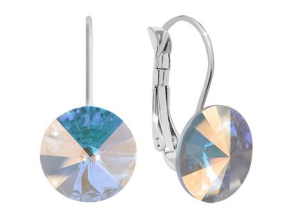 Náušnice Swarovski elements Rivoli 8 mm dúhové CRYSTAL AB