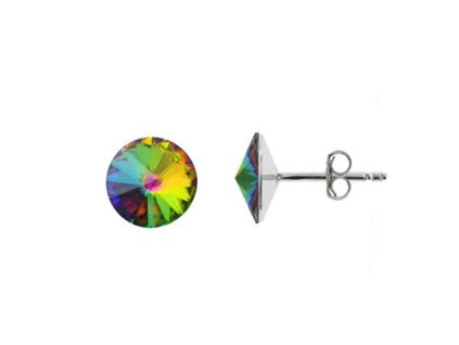 Náušnice swarovski elements Rivoli 6 mm zelené CRYSTAL Vitrail medium – napichovačky
