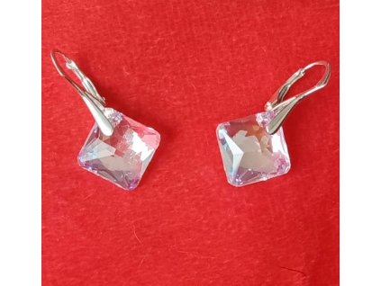 Nausnice Swarovski elements Princess Cut Crystal Shimmer 16mm 2