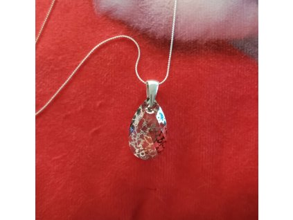Nahrdelnik Swarovski elements hruska Crystal Rose Patina 28mm