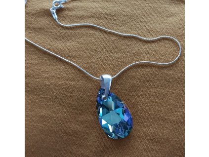 Nahrdelnik Swarovski elements hruska fialova Vitrail light 28mm