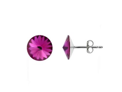 Náušnice swarovski elements Rivoli 6 mm fialové FUCHSIA – napichovačky