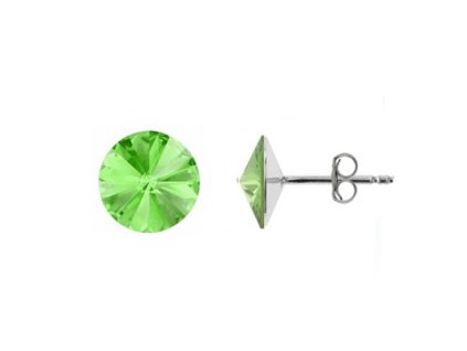 Náušnice swarovski elements Rivoli 6 mm zelené CHRYSOLITE – napichovačky