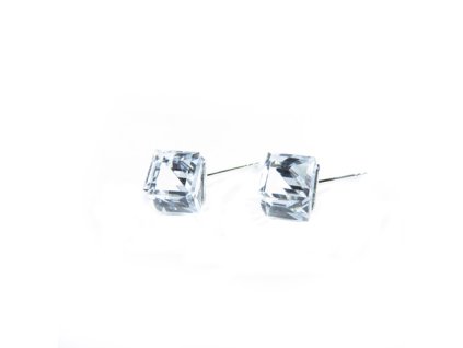 Náušnice swarovski elements kocky 8 mm číre CRYSTAL CAL'VZ' – napichovačky