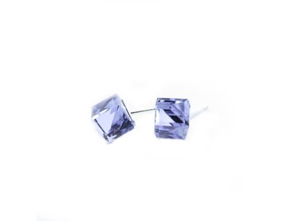 Náušnice swarovski elements kocky 8 mm fialové VIOLET – napichovačky