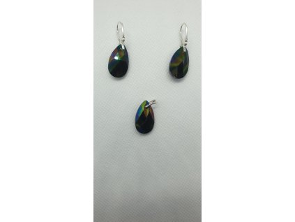 Set Swarovski elements hruška dúhový tmavý Rainbow Dark 22mm