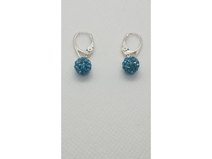 Náušnice so swarovski elements Discoball 8mm modré Aquamarine