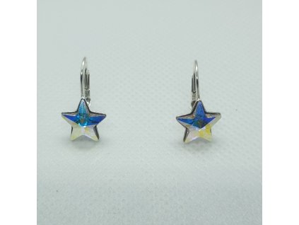 Náušnice krásne hviezdy swarovski elements 10 mm dúhové  Crystal AB