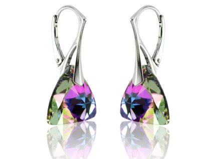 Strieborné náušnice Triangle - Swarovski elements fialové Vitrail Light 12mm
