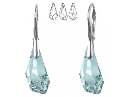 Náušnice Swarovski elements polygon drop modré - Light azore 13mm
