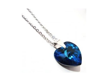 Náhrdelník Swarovski elements srdce modré - Bermuda Blue 18mm