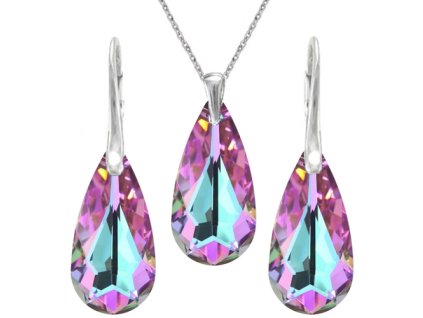 Elegantný set  Swarovski elements slzy fialový CRYSTAL Vitrail Light 24mm