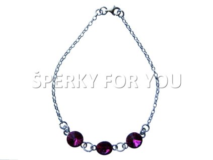 Strieborný náramok Swarovski elements Rivoli ružový fuchsia