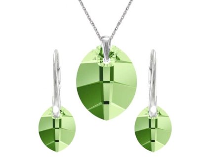 Set  Swarovski elements listy zelený PERIDOT 23mm