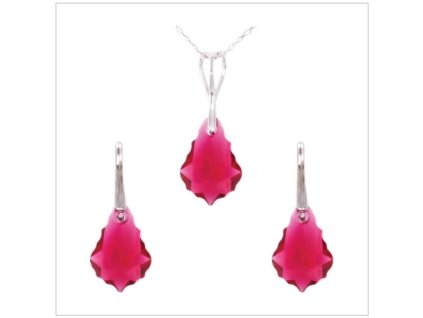 Strieborný set Baroque - Swarovski elements červené Ruby 16mm