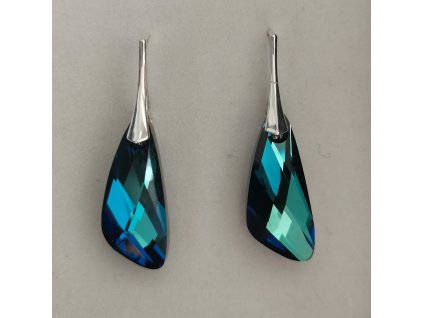 Náušnice  Swarovski elements krídla 23 mm modré Bermuda Blue