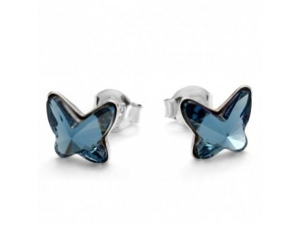 Náušnice  Swarovski elements  motýliky 10 mm modré DENIM BLUE