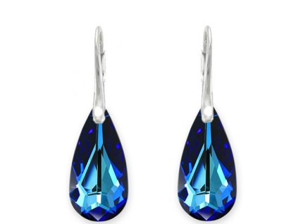 Náušnice  Swarovski elements slzy modré BERMUDE BLUE 24mm