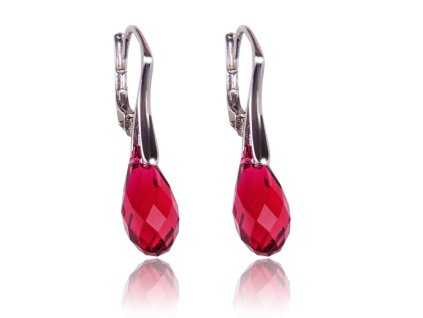 Náušnice Swarovski elements Briolet červený Scarlet 13mm