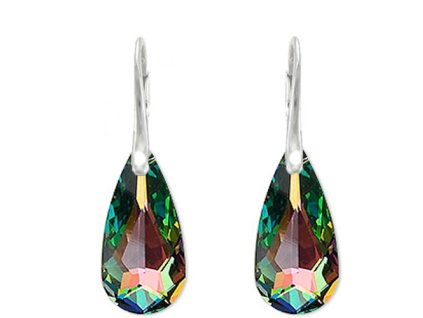 Náušnice  Swarovski elements slzy CRYSTAL zelené Vitrail Medium 24mm