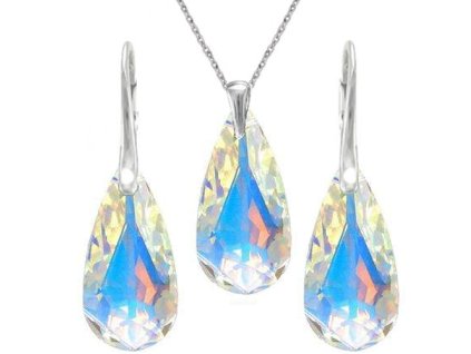 Elegantný set  Swarovski elements slzy dúhový CRYSTAL AB 24mm