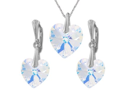 Nádherný set  Swarovski elements srdce dúhový CRYSTAL AB 14mm