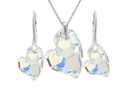 Set Swarovski elements srdce Devoted2U dúhový CRYSTAL AB 17mm