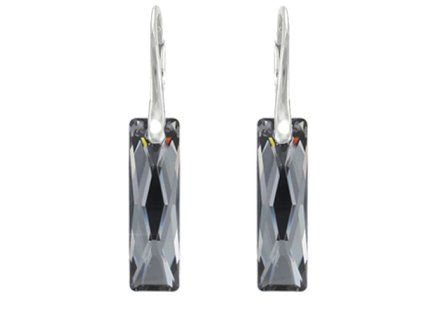 Náušnice elegantné swarovski elements Queen Baguette čierne Silvernight 25mm