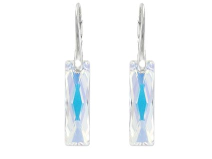 Náušnice elegantné - swarovski elements Queen Baguette dúhové Crystal AB 25mm