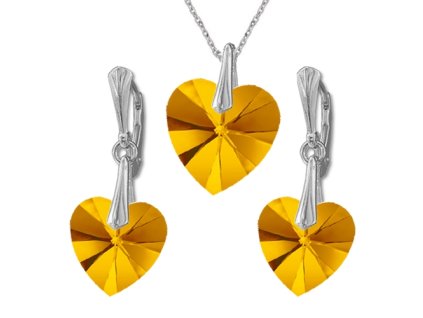 Nádherný set Swarovski elements srdce oranžovoružový ASTRALPINK 14mm