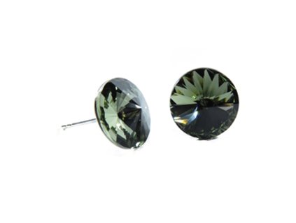 Náušnice Swarovski elements rivoli 12 mm  čierne BLACK DIAMOND – napichovačky