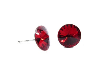 Náušnice Swarovski elements  rivoli 12 mm červené LIGHT SIAM – napichovačky