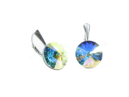 Náušnice Swarovski elements  Rivoli 12 mm dúhové CRYSTAL AB F