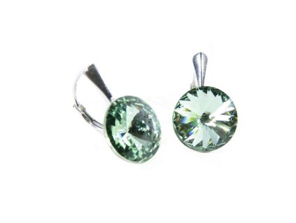 Náušnice Swarovski elements Rivoli 12 mm zelené CHRYSOLITE
