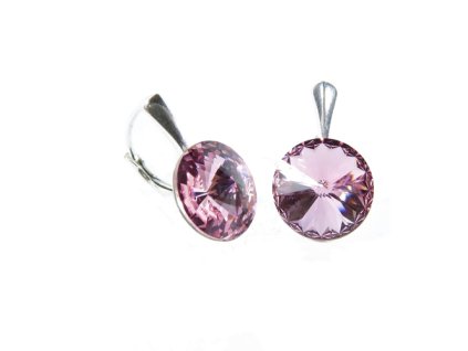 Náušnice Swarovski elements Rivoli 12 mm ružové LIGHT ROSE