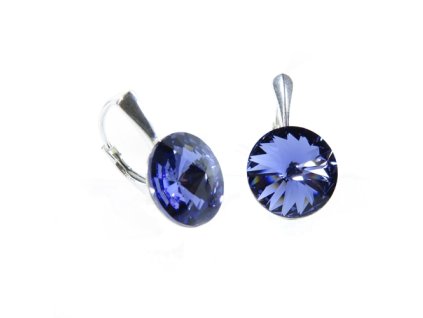 Náušnice Swarovski elements Rivoli 12 mm fialové TANZANITE