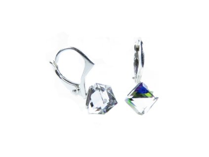 Náušnice Swarovski elements  kocky 6 mm zelené CRYSTAL Vitrail Medium