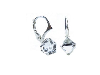 Náušnice Swarovski elements  kocky 6 mm číre CRYSTAL