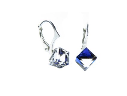 Náušnice Swarovski elements  kocky 6 mm modré BERMUDA BLUE