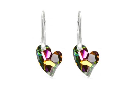 Náušnice Swarovski elements Devoted srdce zelené Crystal Vitrail Medium 17mm
