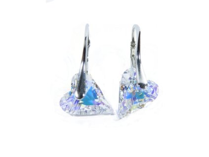 Náušnice srdce Swarovski elements CRAZY dúhové CRYSTAL AB 12mm