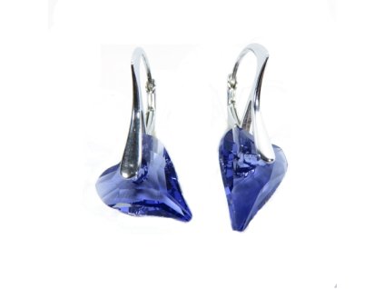 Náušnice srdce Swarovski elements CRAZY fialové TANZANITE 12mm