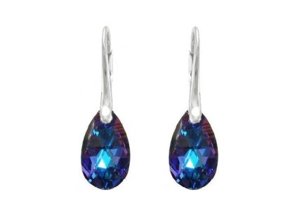 Náušnice Swarovski elements hruška 16 mm fialové HELIOTROPE