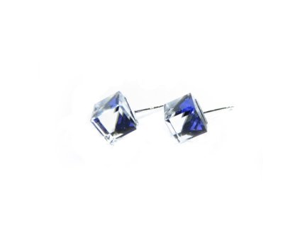 Náušnice Swarovski elements kocky 6 mm modré BERMUDA BLUE – napichovačky