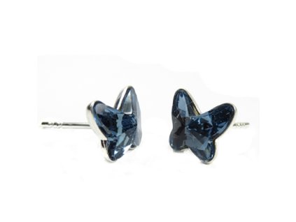 Náušnice Swarovski elements  motýliky 12 mm modré DENIM BLUE – napichovačky