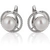 Strieborné náušnice s perlou dozdobené zirkónmi P65, AG 925/1000
