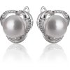 Strieborné náušnice s prírodnou perlou a zirkónovým zdobením SP71E, AG 925/1000
