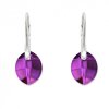 Náušnice Swarovski elements List 14 mm fialové AMETHYST