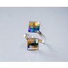 Strieborný prsteň s kryštáľom Swarovski Chessboard 2x10mm dúhový Crystal AB